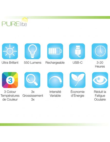Lampe loupe de table rechargeable Aura PURElite