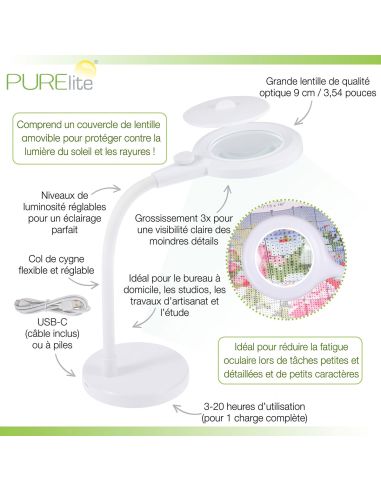 Lampe loupe de table rechargeable Aura PURElite