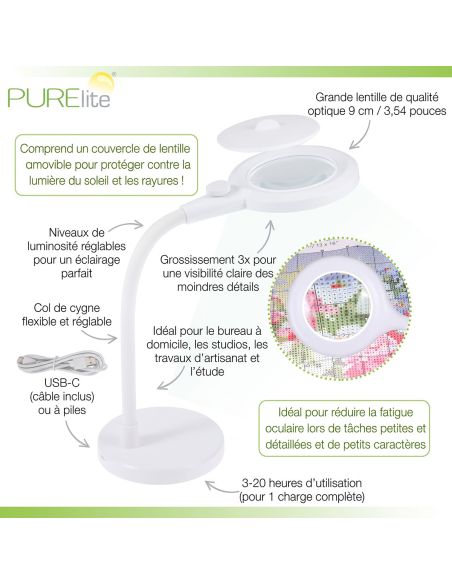 Lampe loupe de table rechargeable Aura PURElite