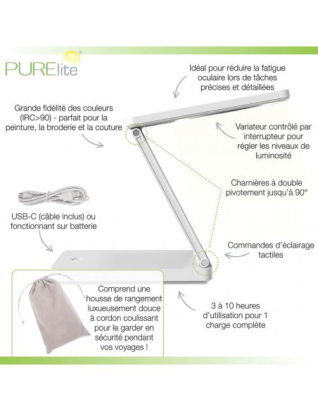 Lampe loupe pliable rechargeable Zed PURElite