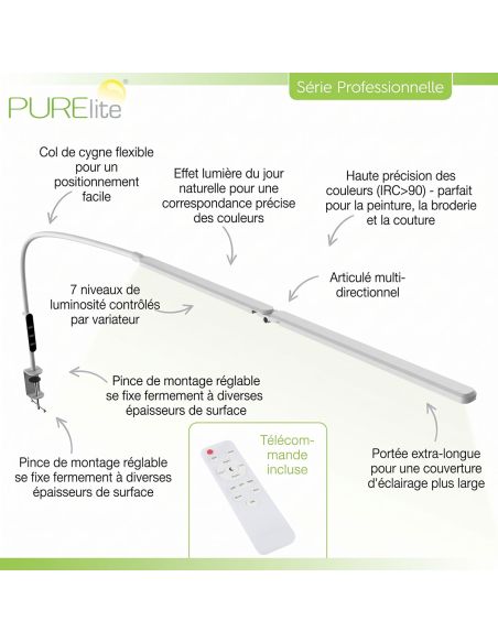 Lampe de bureau à pince double tête Astra Twin PURElite