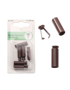 Lot de 6 embouts de cordon tube - Marron