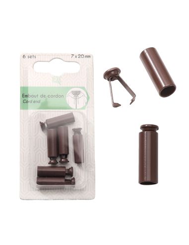 Lot de 6 embouts de cordon tube - Marron