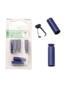 Lot de 6 embouts de cordon tube - Bleu marine