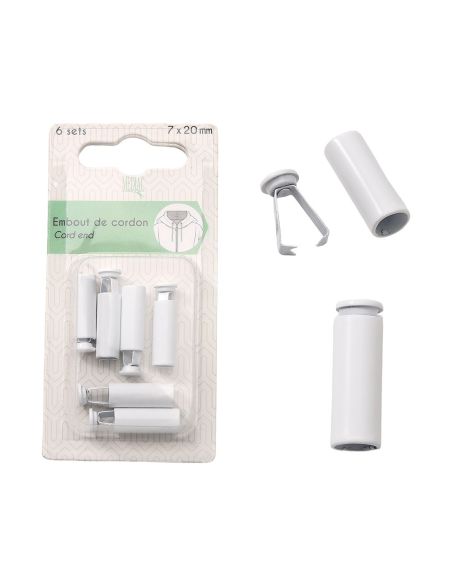 Lot de 6 embouts de cordon tube - Blanc