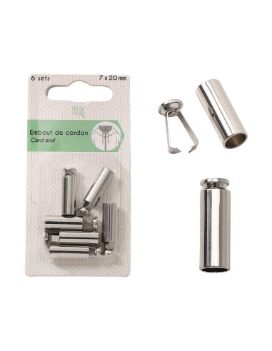 Lot de 6 embouts de cordon tube - Argent