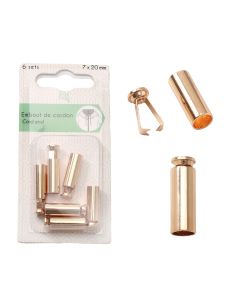 Lot de 6 embouts de cordon tube - Or
