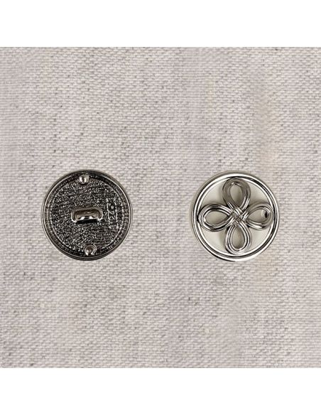 Bouton à queue métal Fleur - Argent