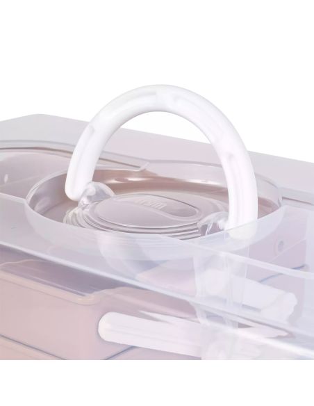 Boîte de rangement transparente XL 10 l Prym — 2 plateaux beiges
