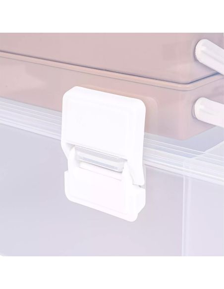 Boîte de rangement transparente XL 10 l Prym — 2 plateaux beiges