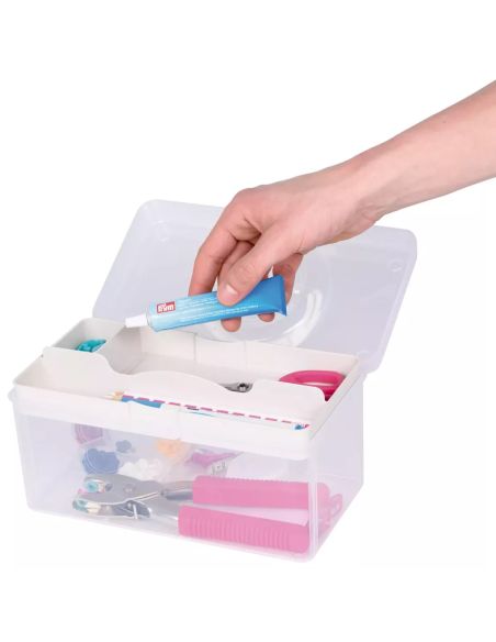 Boîte de rangement transparente M 3 l Prym — compartiment crème