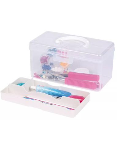 Boîte de rangement transparente M 3 l Prym — compartiment crème
