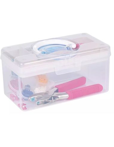 Boîte de rangement transparente M 3 l Prym — compartiment crème