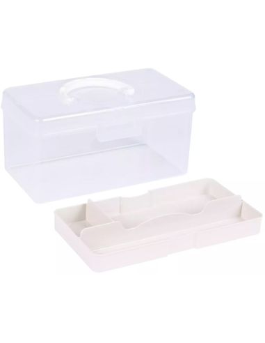 Boîte de rangement transparente M 3 l Prym — compartiment crème