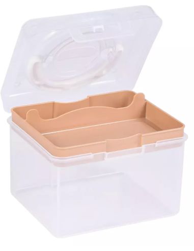 Boîte de rangement transparente S 1,7 l Prym — compartiment beige