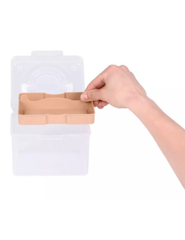Boîte de rangement transparente S 1,7 l Prym — compartiment beige