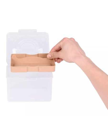 Boîte de rangement transparente S 1,7 l Prym — compartiment beige