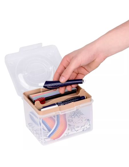 Boîte de rangement transparente S 1,7 l Prym — compartiment beige