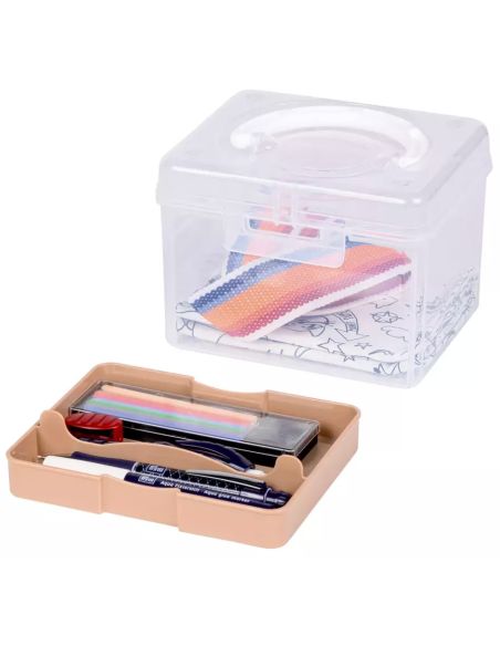 Boîte de rangement transparente S 1,7 l Prym — compartiment beige