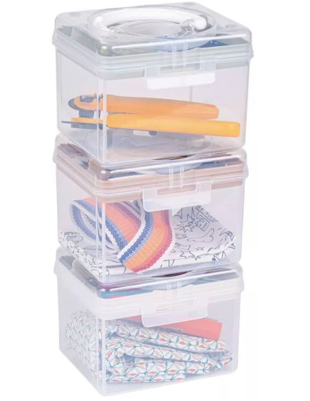 Boîte de rangement transparente S 1,7 l Prym — compartiment beige
