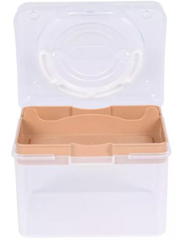 Boîte de rangement transparente S 1,7 l Prym — compartiment beige