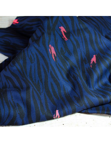 Tissu crêpe de viscose Zébra bleu - Églantine & Zoé