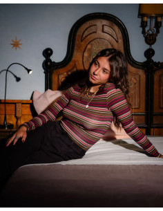 Tissu jersey de viscose Velvet Stripes - Lise Tailor 2
