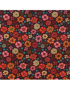 Tissu velours milleraies fantaisie - Béatrice chocolat et orange 2