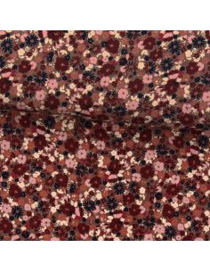 Tissu velours milleraies fantaisie - Mizet moka et rose