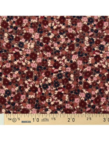 Tissu velours milleraies fantaisie - Mizet moka et rose