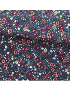 Tissu velours milleraies fantaisie - Barjay bleu et rose
