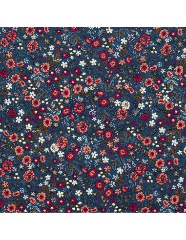 Tissu velours milleraies fantaisie - Barjay bleu et rose