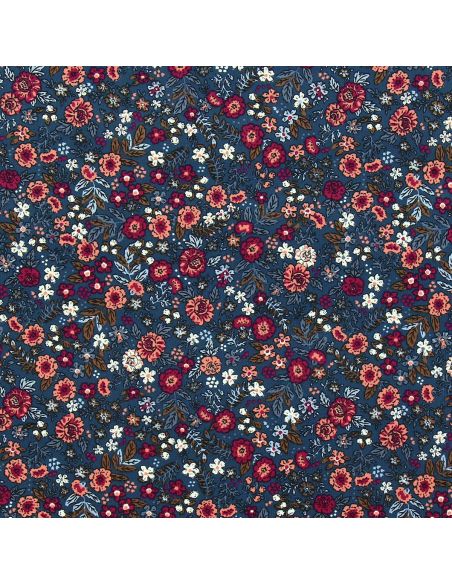 Tissu velours milleraies fantaisie - Barjay bleu et rose