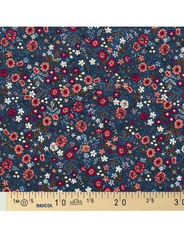 Tissu velours milleraies fantaisie - Barjay bleu et rose