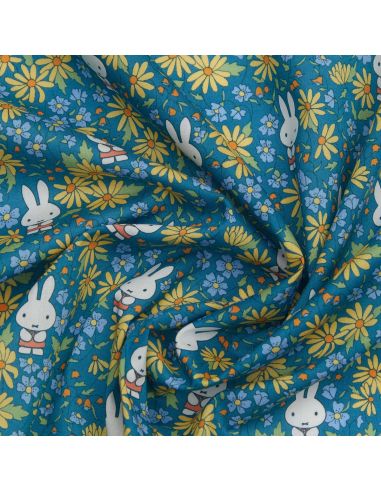 Tissu Liberty Miffy - Prairy Day Tana Lawn bleu