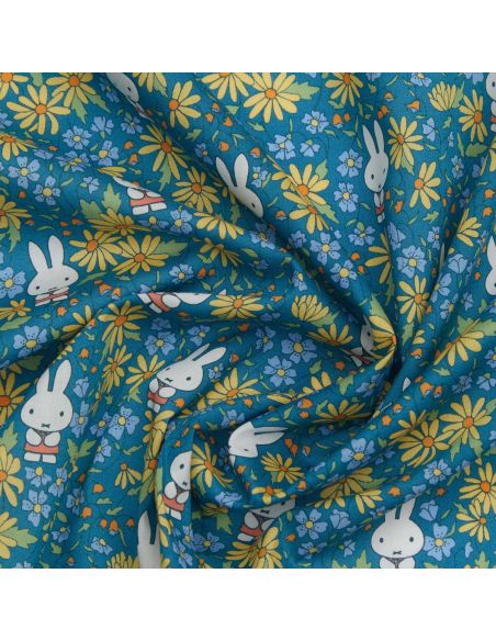 Tissu Liberty Miffy - Prairy Day Tana Lawn bleu