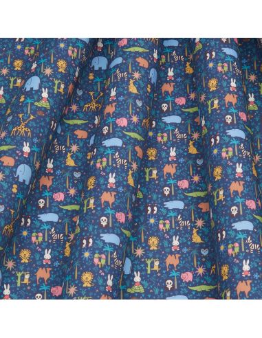Tissu Liberty Miffy - Zoology Tana Lawn bleu