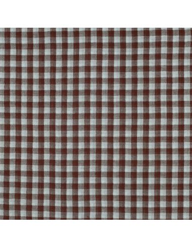 Tissu double gaze à carreaux double face fil teint - Bleu