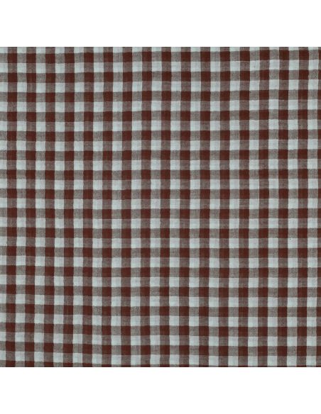 Tissu double gaze à carreaux double face fil teint - Bleu