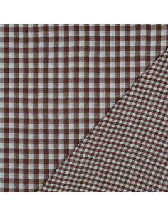 Tissu double gaze à carreaux double face fil teint - Bleu