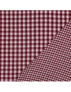 Tissu double gaze à carreaux double face fil teint - Bordeaux