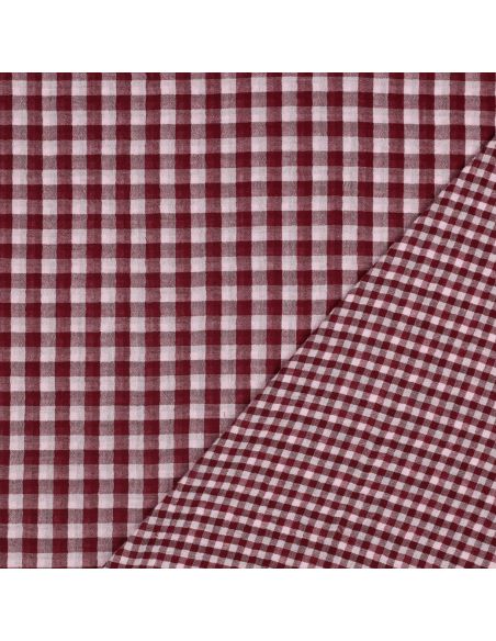 Tissu double gaze à carreaux double face fil teint - Bordeaux