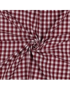 Tissu double gaze à carreaux double face fil teint - Bordeaux 2