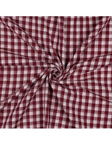 Tissu double gaze à carreaux double face fil teint - Bordeaux