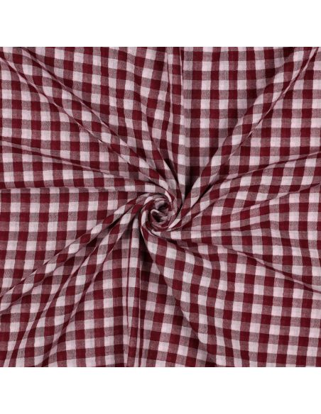 Tissu double gaze à carreaux double face fil teint - Bordeaux