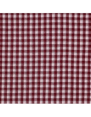 Tissu double gaze à carreaux double face fil teint - Bordeaux