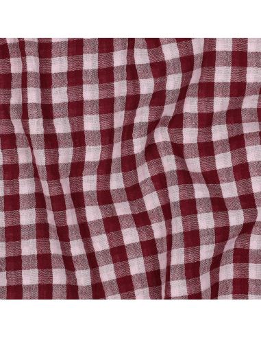 Tissu double gaze à carreaux double face fil teint - Bordeaux