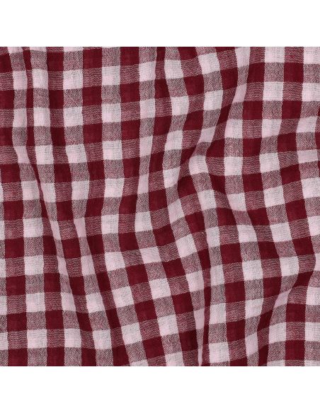 Tissu double gaze à carreaux double face fil teint - Bordeaux