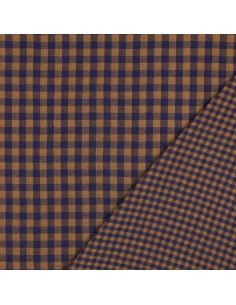 Tissu double gaze à carreaux double face fil teint - Bleu marine