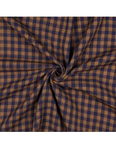 Tissu double gaze à carreaux double face fil teint - Bleu marine 2